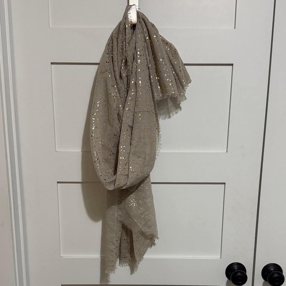 Gold-Accented Tan Scarf